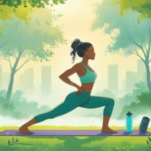 Person following a sustainable fitness routine with healthy meals, strength training, and supplements for long-term health goals.