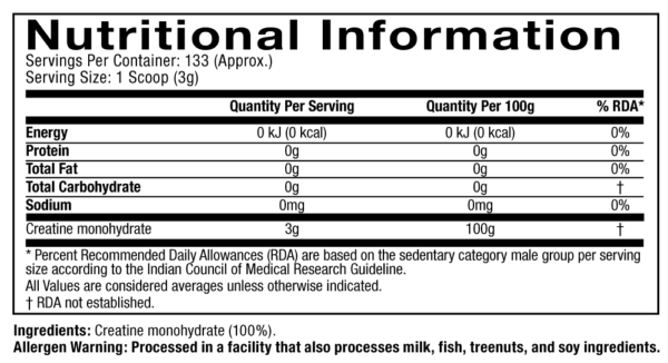 Muscletech™ Platinum 100% Creatine Supplement Facts (2)