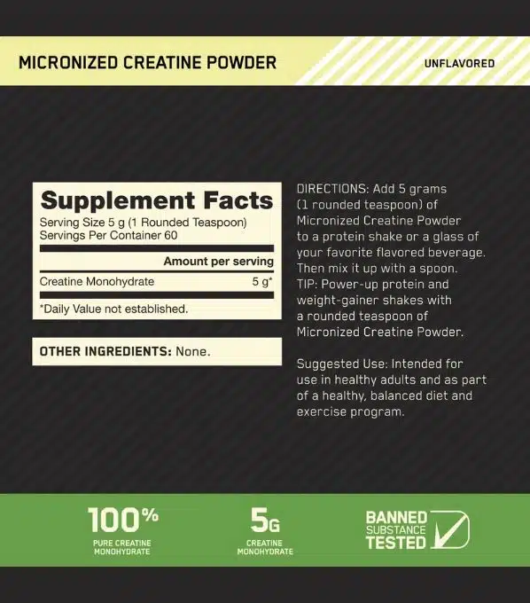 Optimum Nutrition Micronized Creatine Powder 300 g facts optimum-nutrition-micronized-creatine-powder-300-g-facts.webp
